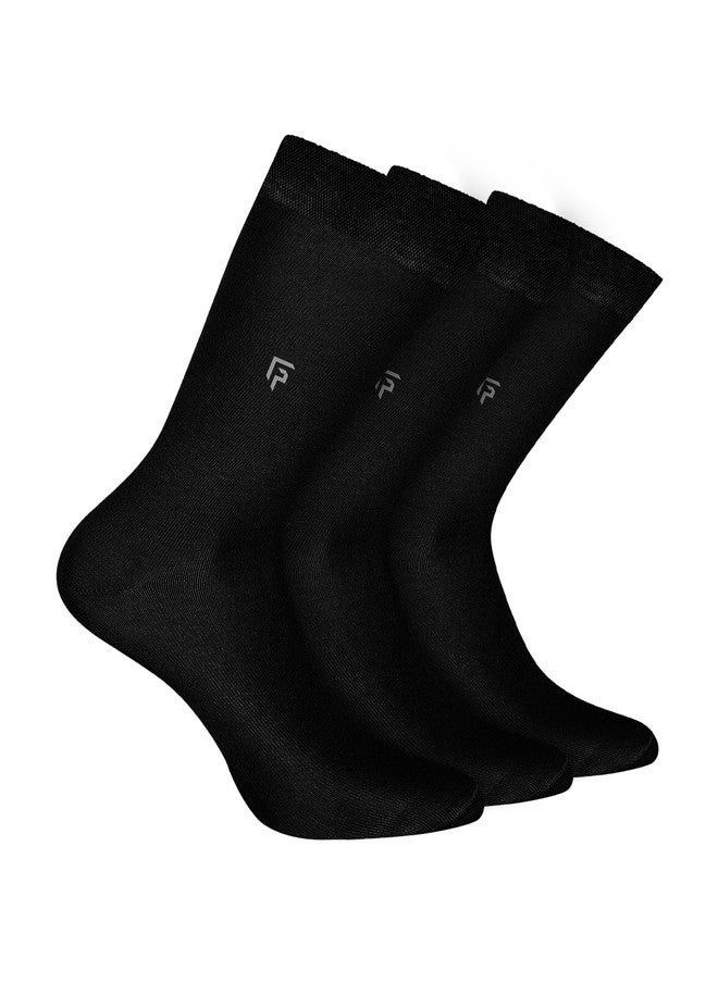 FOOTPRINTS FOOTPRINT Men 3 Pairs Anti Odour Organic Cotton Calf-Length Solid Bamboo Formal Socks - Image 1